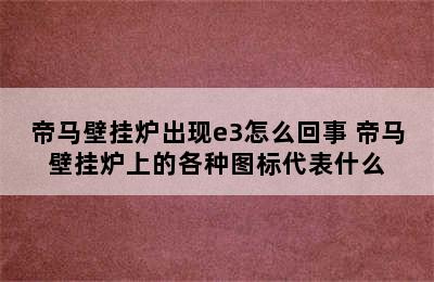 帝马壁挂炉出现e3怎么回事 帝马壁挂炉上的各种图标代表什么